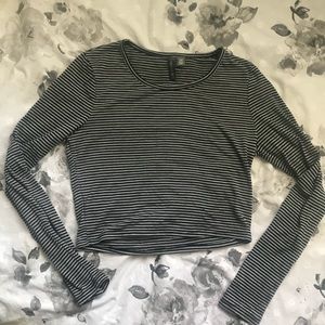 Striped long sleeve crop top